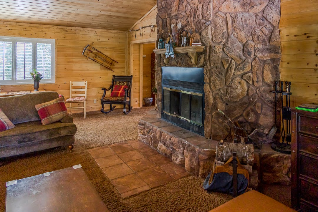 Fireplace Utah cabin ski getaway